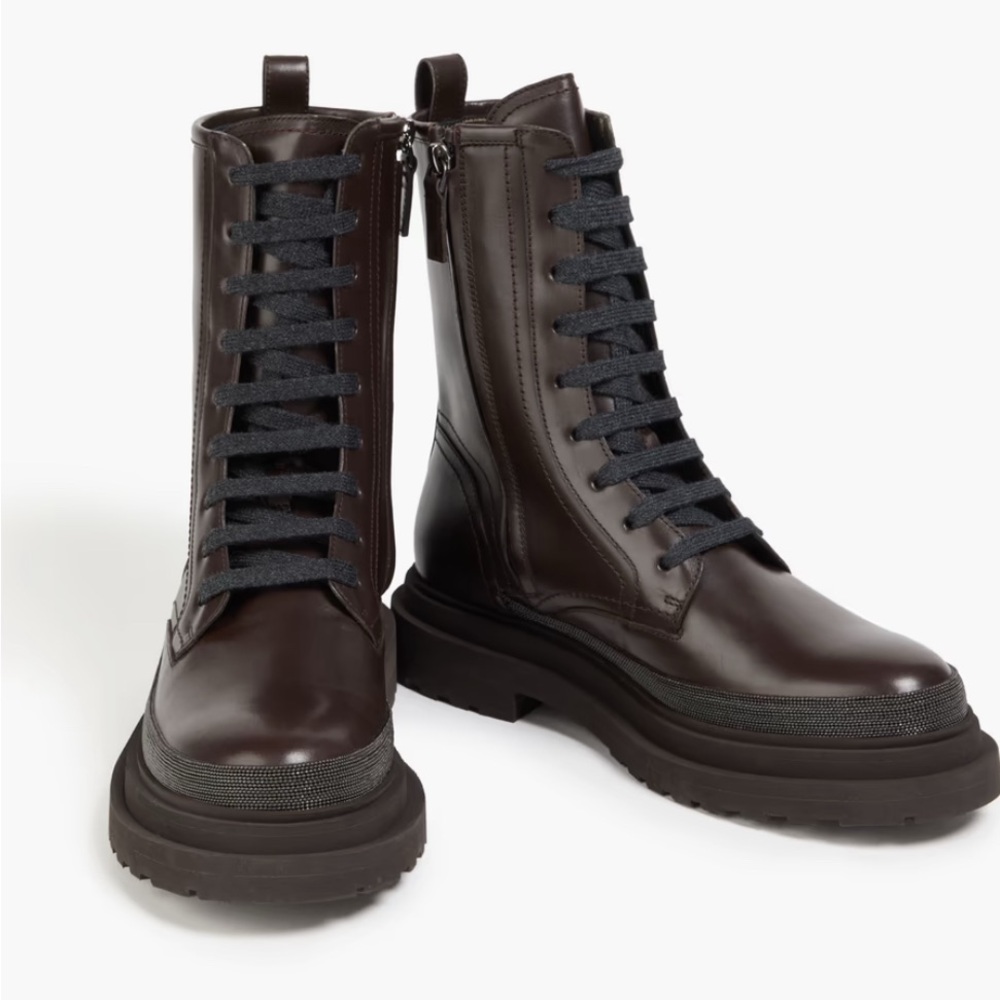 Brunello Cucinelli Dark Brown Combat Boots